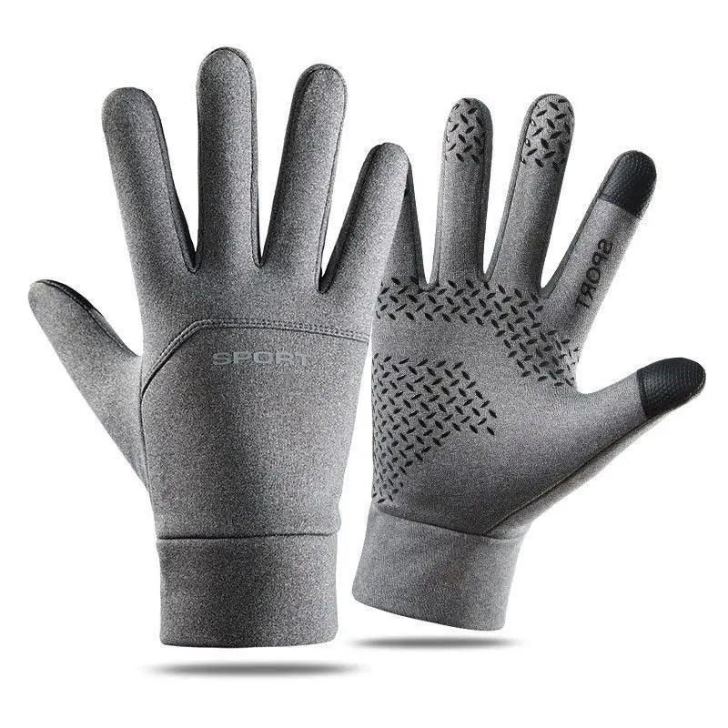 Leather Gloves for Men in Winter, Warm and Cold Resistant, Cycling Waterproof, Touch Screen, Motorcycle Windproof Gloves