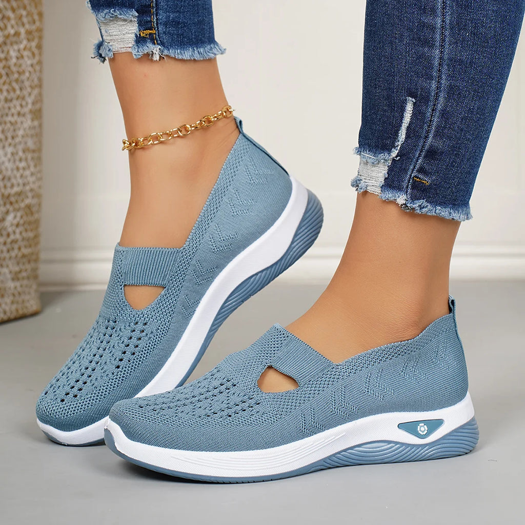 Women's athletic shoes, casual breathable slip-on, lightweight outdoor flat shoes, women's footwear, sneakers