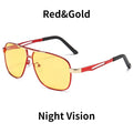 Night Vision Driving Glasses for Men Fashion Double Beams Sunglasses Male Metal Frame Day and Night Polarized Googles UV400