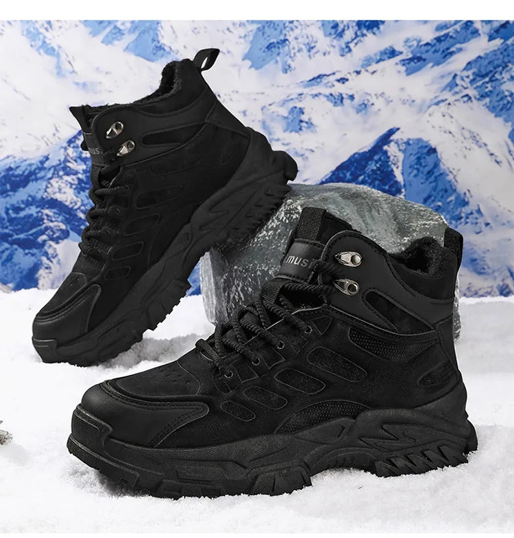 Men Boots 2026 New Winter Slippers Warm Men Shoes Waterproof Non-Slip Plush Sneakers Male Tenis Shoes Boots Men Sneakers Winter