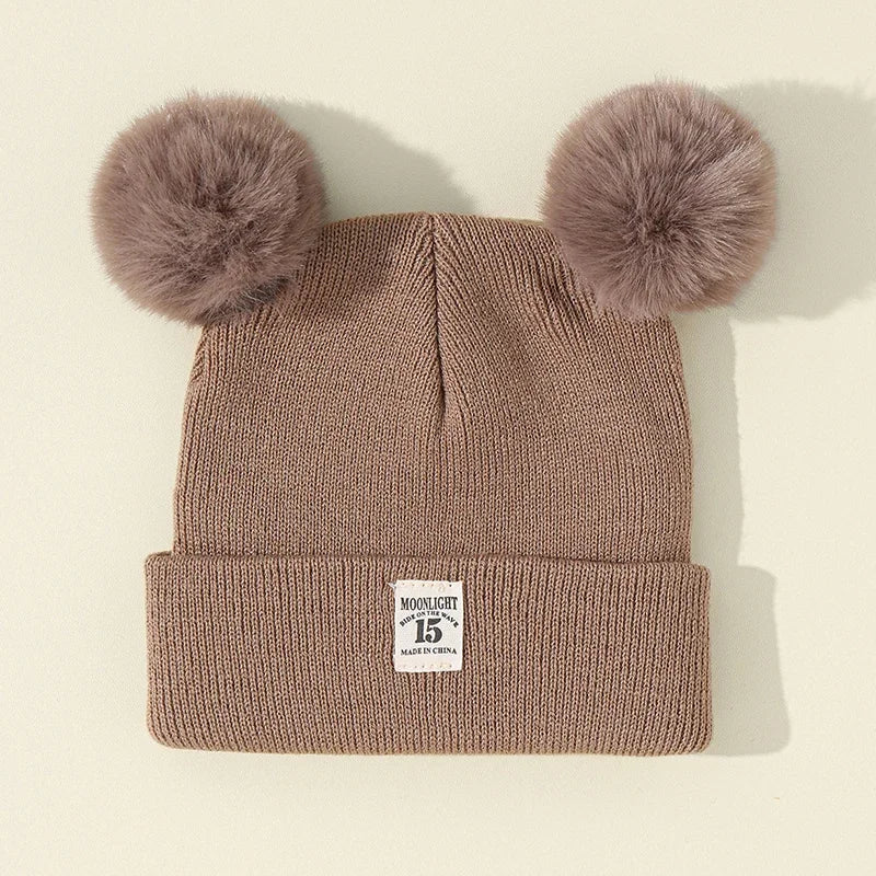 Winter Baby Hats Warm Knitted Kids Hats with Pom Newborn Beanie Hat Solid Color Children Hat for Boys Girls Babies Accessories