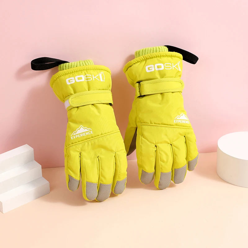 Winter Ski Gloves for Children Warm Thicken Gloves for Boys Girls Outdoor Sports Kids Skiing Riding Mittens Anti Slip