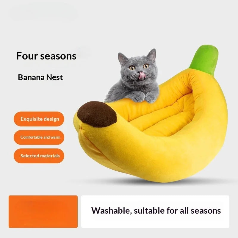 Banana Boat Style Pet Bed Warm Dog Cat House Winter Sleeping Mat Washable Cover for Small Medium Pets Pet Warming sofa