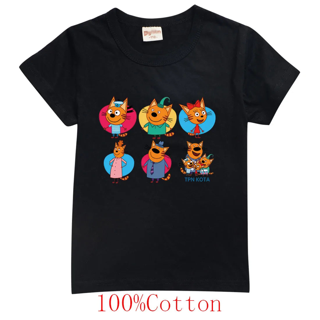 New Cartoon Kid-e-cats T Shirt Kids Three Kitten Russian Print Clothes Boys Summer Short Sleeve T-shirts Baby Girls Fashion Tops
