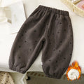 2026 Early Spring Fleece Lined Unisex Kids Pants Printed Toddler Boys Girls Trousers Retro Polka Dot Pattern Children's Clothes