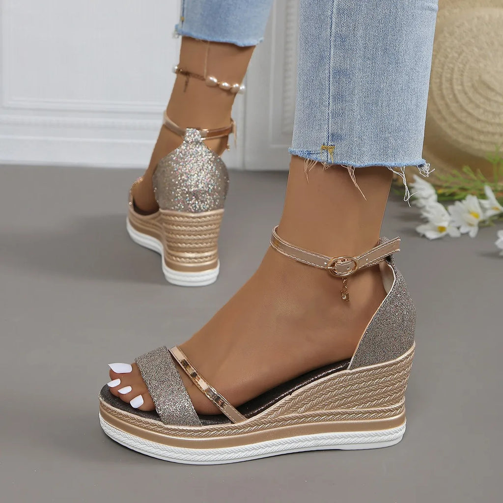 Women Sandals Wedges Sandals Fashion Solid Color Platform Beach Shoes Shallow Casual Women High Heels Designer Open Toe Sandals