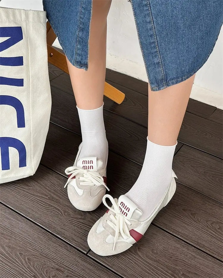 2026 Women's Casual Sneakers Summer Cozy Shallow Ballet Flats Shoes New Women Lace Up Sport Shoes Zapatos De Mujer