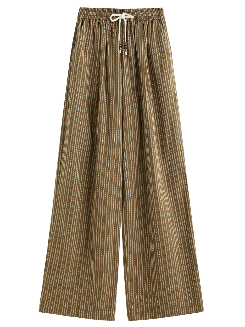 FSLE 2025 Summer Women's Relaxed-Fit Wide-Leg Trousers - Subtle Stripes & Airy Viscose Blend for Effortless Leisure