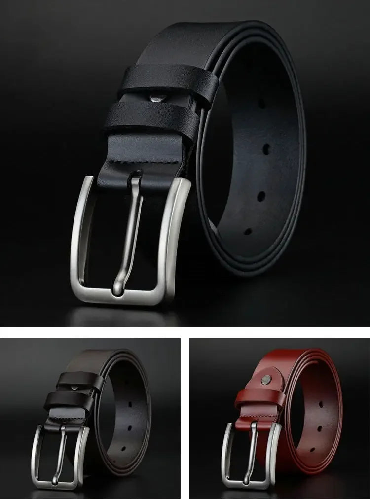 Business Leisure Men's Alloy Square Pin Buckle Belts Male Famous Brand Luxury Designer Synthetic Leather Jeans Belts for Men