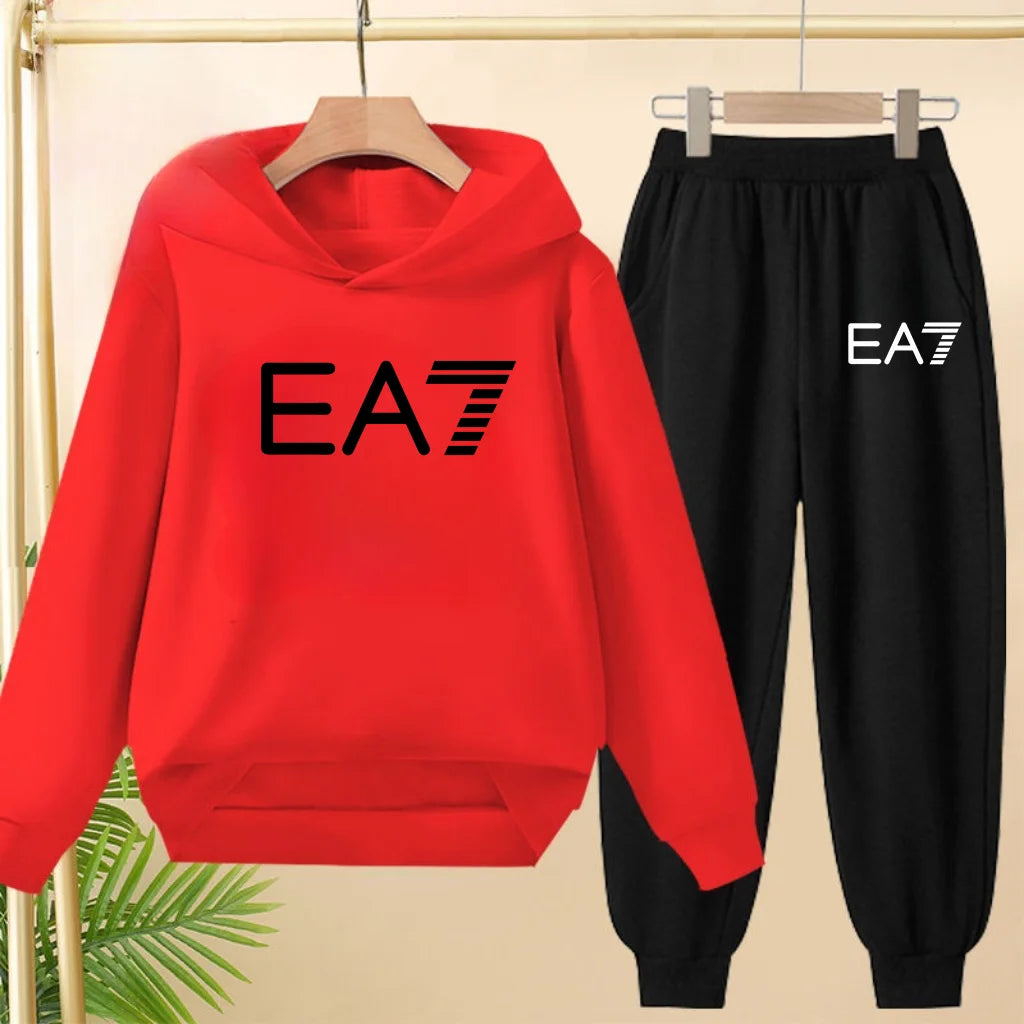 Kids Autumn Winter Hoodie  Letter Print Clothing Casual Top+Trousers 2PBoy Girl 3-12Yrs Child Gift Brand Sports Coat Jogging Set