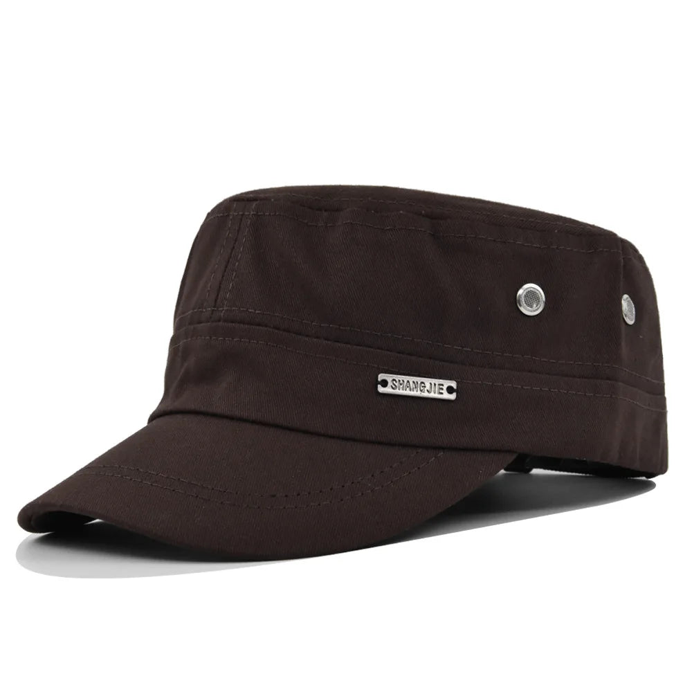 Hat Men's Flat Military Hat Is Simple And Versatile, Middle-Aged Hat Spring And Autumn Duck Tongue Casual Fashion New Style