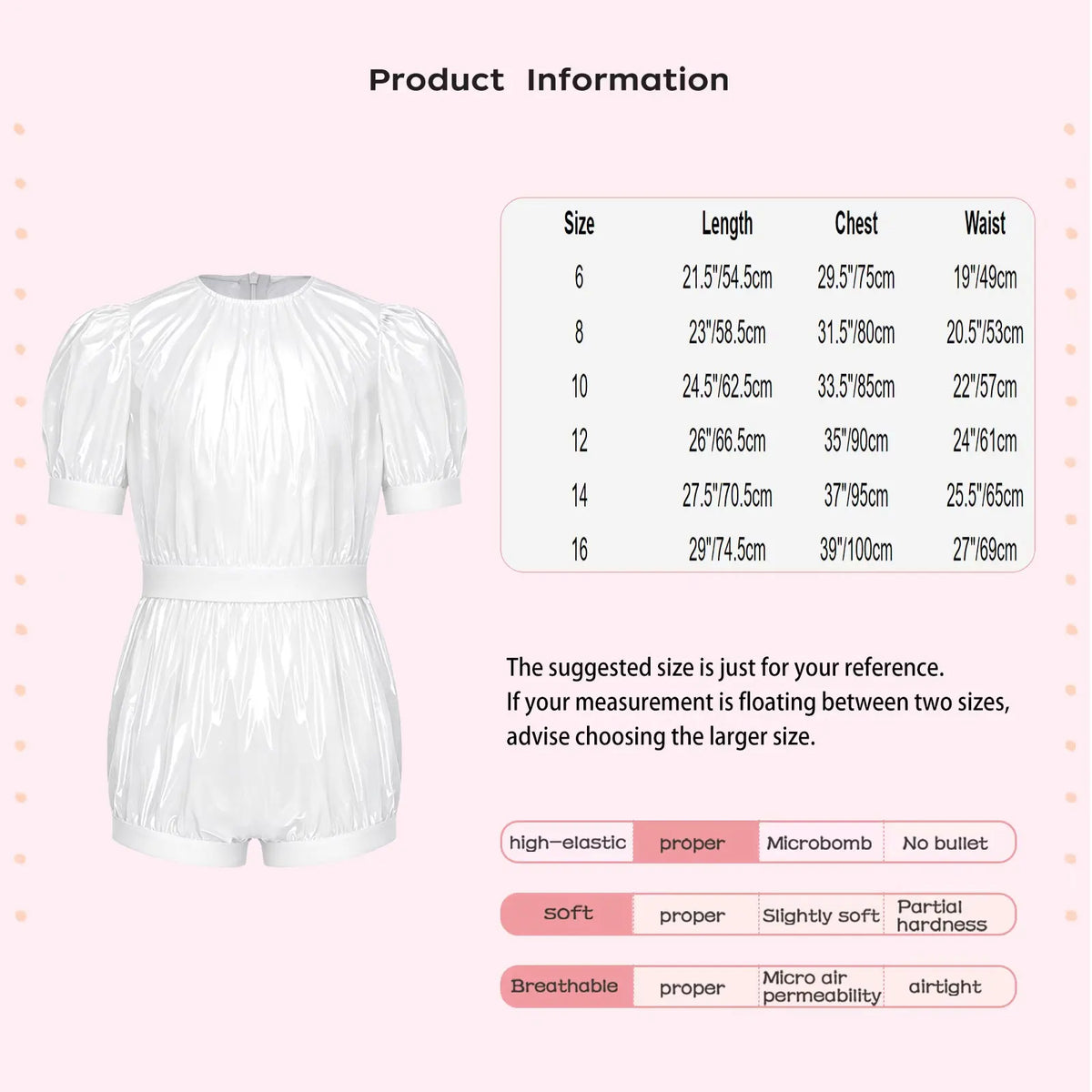 Kids Boys Girls Waterproof Special Needs Bodysuit Round Collar Puff Sleeve Back Zipper Diaper Cover Jumpsuit for Daily Wear