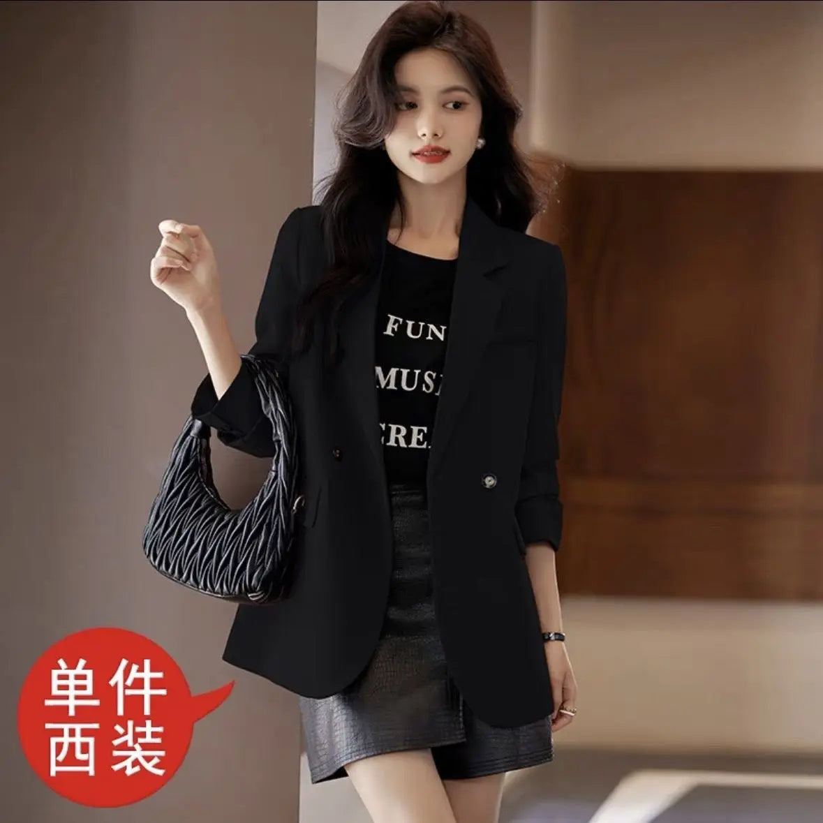 Spring Autumn Elegant Suit Jackets Women Clothing Blazer Coat Korean Chic Long Sleeve Tailored Button Solid Coats New Female Top