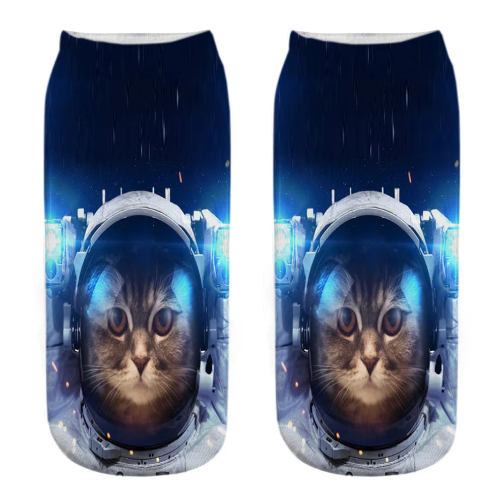 New Women Hot Sell 3D Printed Cool Fashion Funny Cats Cosplay Daily Life Story Socks Short Socks Art Novelty Xmas Gift Dropship