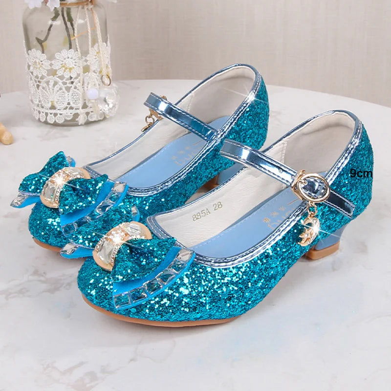 5Colors Children Princess Sandals Kids Girls Wedding Shoes High Heels Dress Shoes Bowtie Gold Shoes For Girls