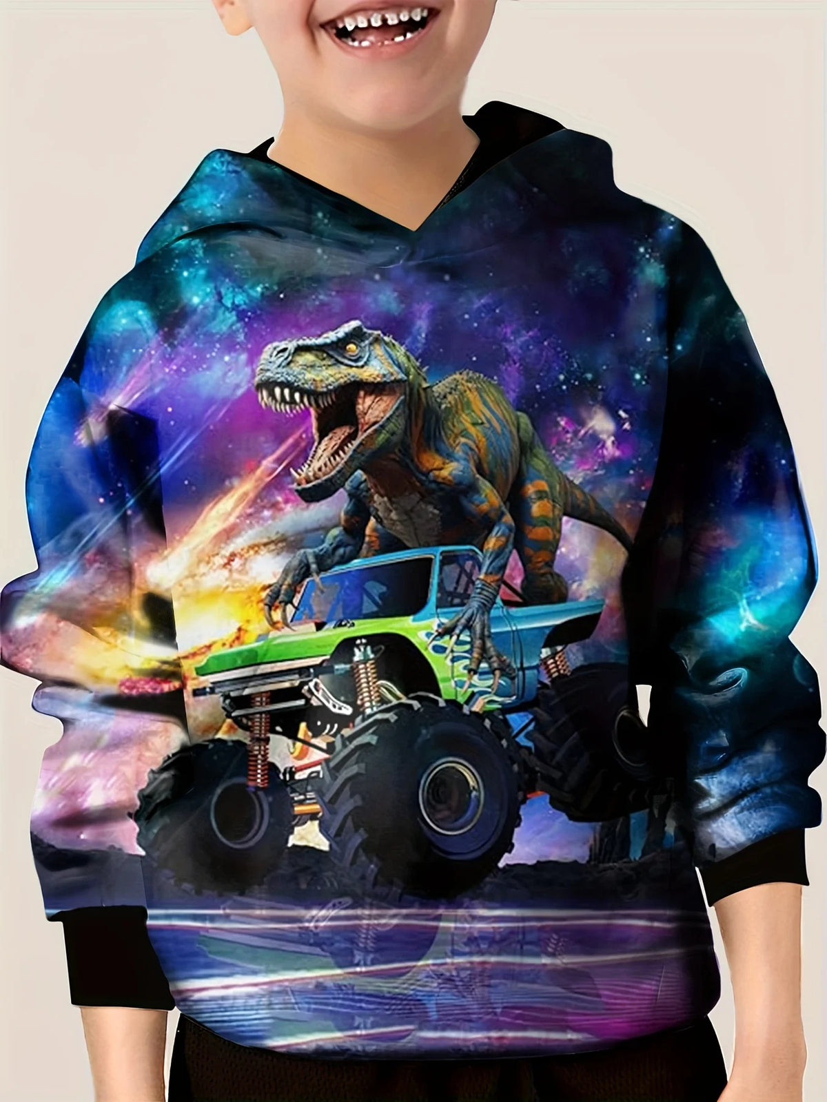 Children's Clothing Hoodies Kids Clothes Boy Children Top Long Sleeve Cartoon Dinosaurs Print Spring And Autumn Outdoor Clothes