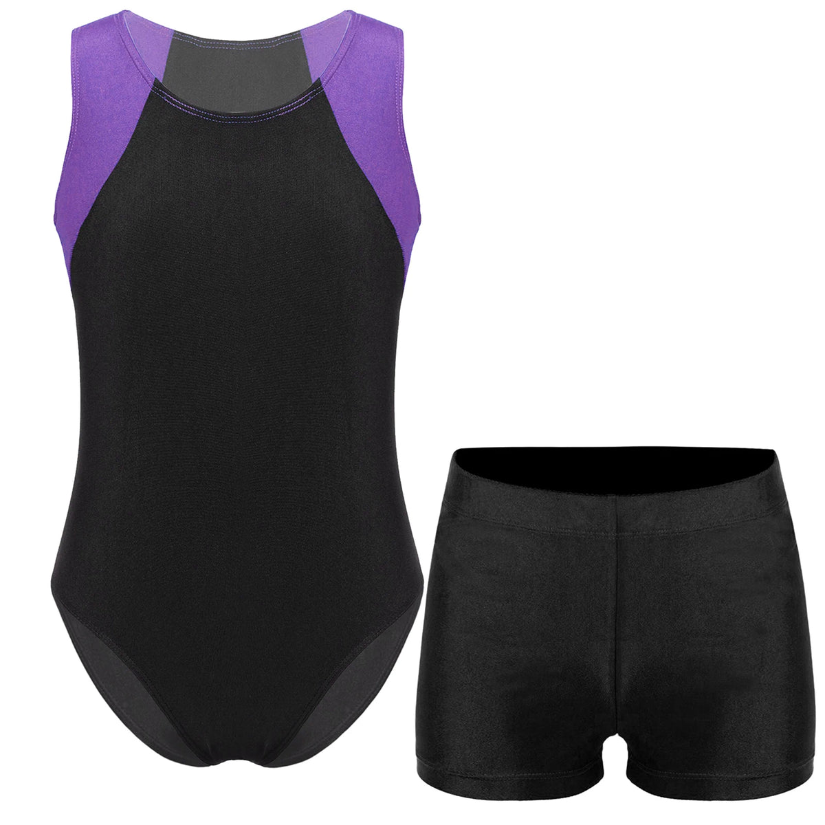 Kids Boys Sports Gymnastics Workout Sets Sleeveless Leotard Bodysuit Jumpsuit with Shorts Yoga Fitness Competition Dancewear