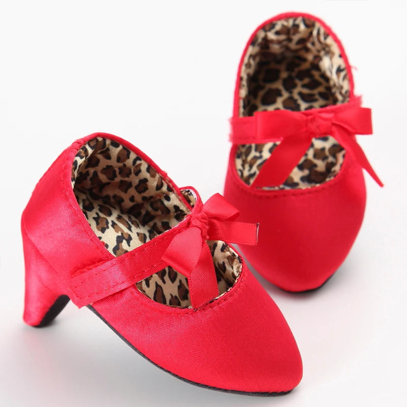 Baby Girls High Heels First Princess Shoes Soft Sole Spring Autumn Bow Toddler Party Dress Shoes