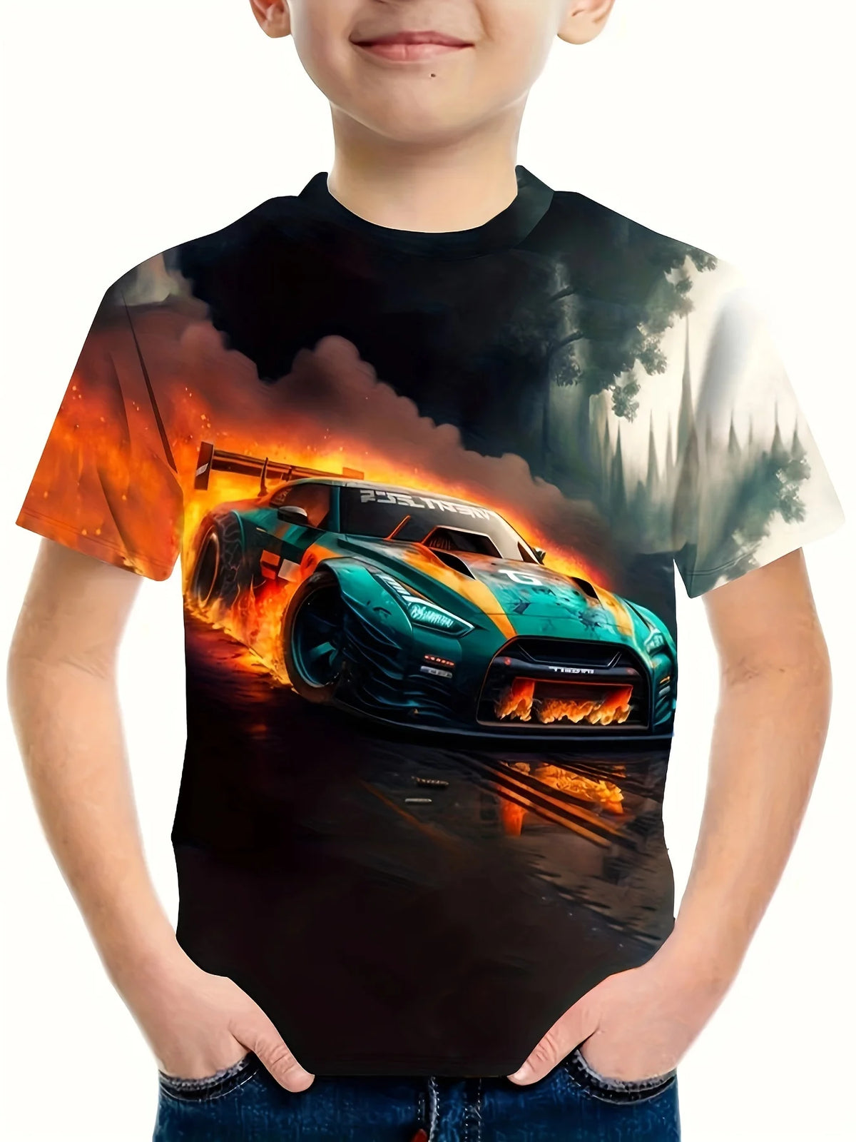 Kids Clothes Boys Tshirt Short Sleeve Stylish Car Racing Graphic T Shirts Children Summer Clothes Casual Streetwear Boys Clothes