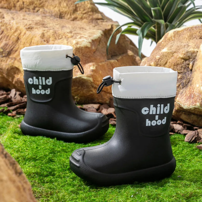 Summer Children's Rain Boots Kids Girls' Rain Shoes Waterproof Boys' High Tube Anti-slip EVA Boots Students' Baby Buckle Boots