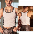 Men's Sports Vest Oil Shiny Glossy Sexy Tights Fitness Muscle Leather Top Underwear Ultra Elastic Oil Glossy Blouse Undershirt