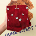 Women's Socks Korean Retro Cool Sweet Rhinestone Simple Versatile Shiny Comfortable High-quality Cotton Socks For Girl Wholesale