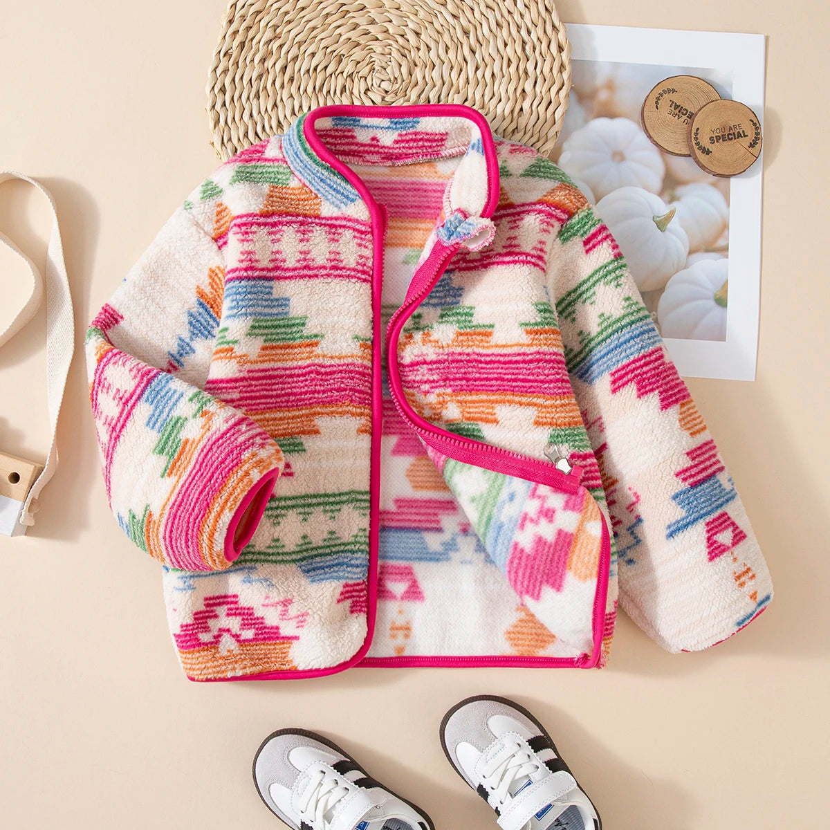 Girls' Fashion Knit Jacket, Striped Colorblock Design, Soft Fabric, Sweet Cute Style, Suitable for Ages 3-10, Fall For Autumn