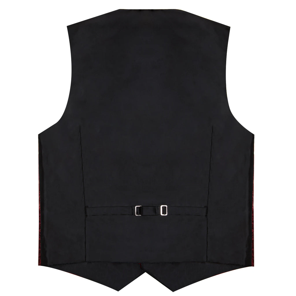 Wedding Classic Red Paisley Dress Vest for Man Fashion V-neck Luxury Men's Business Waistcoat Bowtie Pocket Square Cufflinks Set