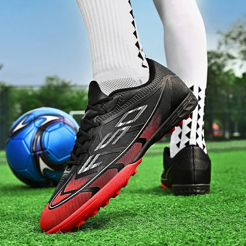 Youth Adult High‑Top Soccer Shoes TF Turf Cleats Breathable Knit Sock Ankle Design Non‑Slip Training Football Sneakers