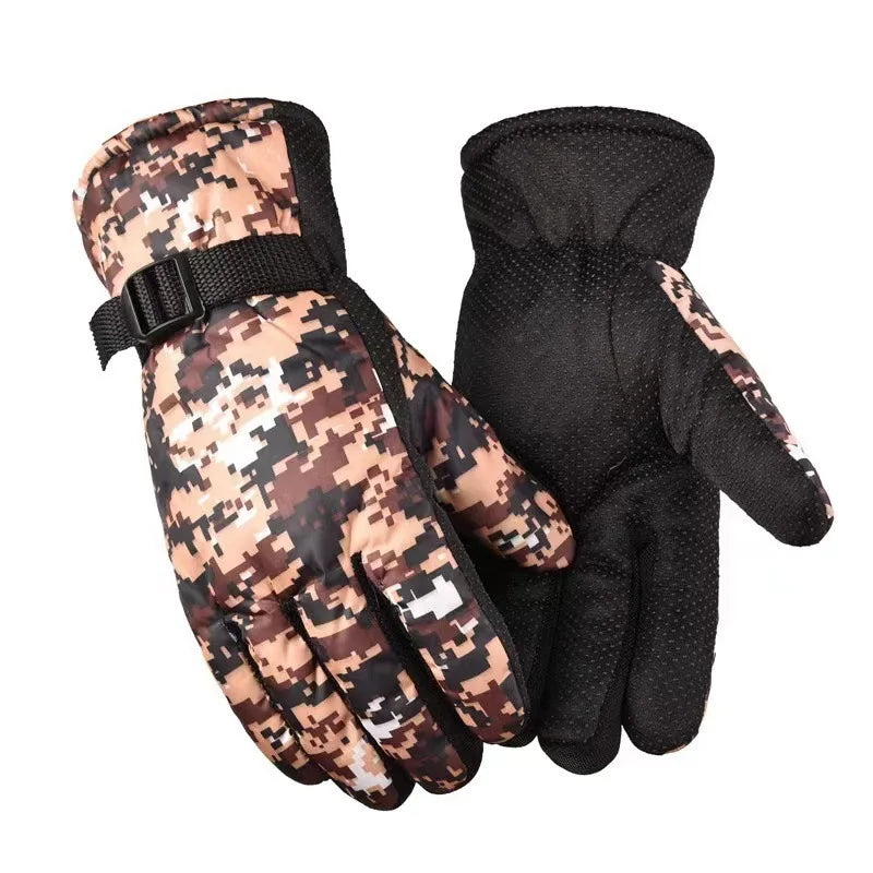 Leather Gloves for Men in Winter, Warm and Cold Resistant, Cycling Waterproof, Touch Screen, Motorcycle Windproof Gloves