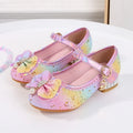 Chic Children High Heels New Wedding Party Girl Chic Princess Causal Shoes Fashion Rainbow Sequins Bowknot Kids Leather Shoes