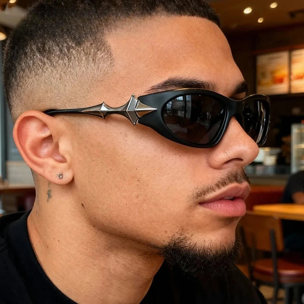 Sunglasses for Men New Fashion Mirror Pilot Punk Vintage Alloy Star Leg Y2K Sun Glasses Women Sexy Hip Hop Shades Driving Uv400