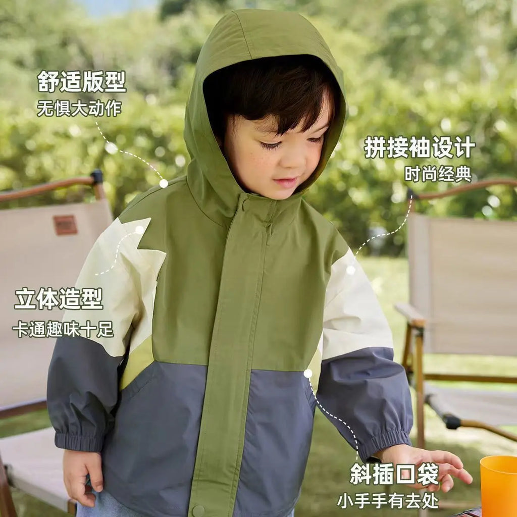 Children's Coat 2023 Spring New Boys Korean Edition Color Block Hooded Jacket Unisex Sports Color Block Top Spring And Autumn