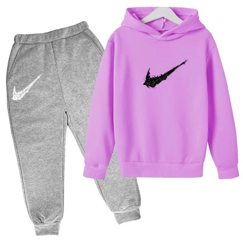 Kids Autumn Winter Hoodie Boy Girl 3-13Yrs Letter Print Clothing Casual Top+Trousers 2P Child Gift Brand Sports Coat Jogging Set