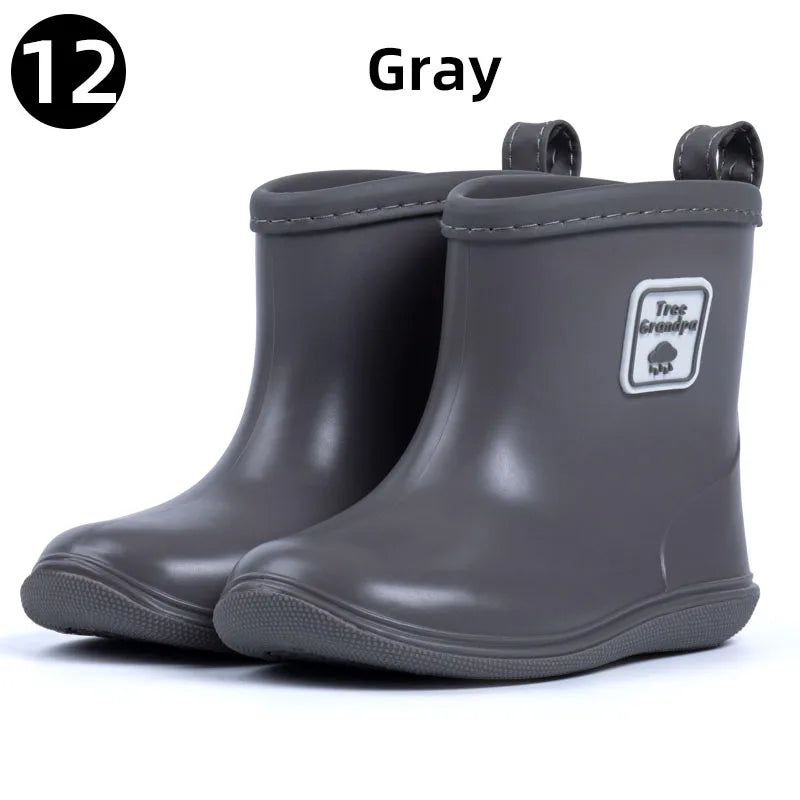 Toddler Rain Boots Baby Kids Easy-on Rubber Rain shoes Children Waterproof Shoes for Boys Girls Soft Toddler Rubber Shoes