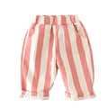 Autumn New Boy Girl Children Loose Striped Casual Pants Baby Pockets Fashion Pants Kid Outdoor Cotton Trousers Toddler Costume