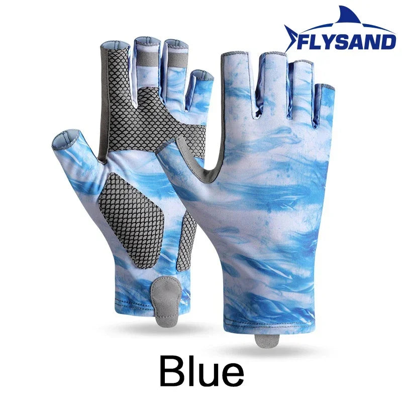 Fishing Gloves for Men Spring Summer Outdoor Sunscreen Non Slip Cool Ice Silk Half Finger Breathable