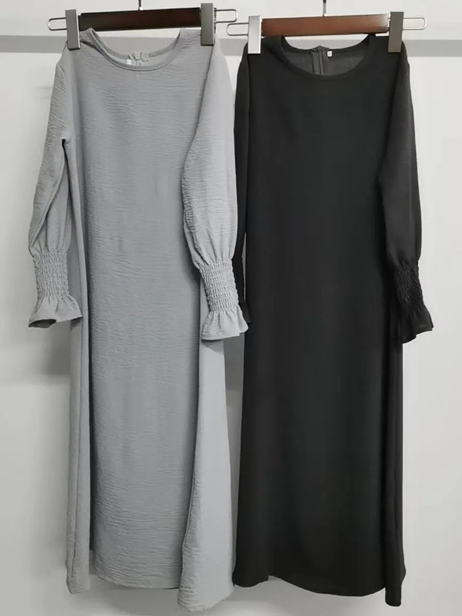 Muslim Kids Girl Dubai Abaya Ruffle Solid Long Dress Modest Ramadan Robe Kaftan Femme Musulmane Islamic Clothing African Dresses