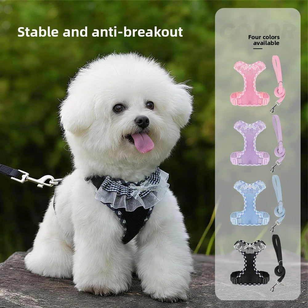 New Dog Harness and Leash Set Pet Accessories Dog Harness Small Dogs French Bulldog Pug Pug Bichon Frise Puppy Chest Collar