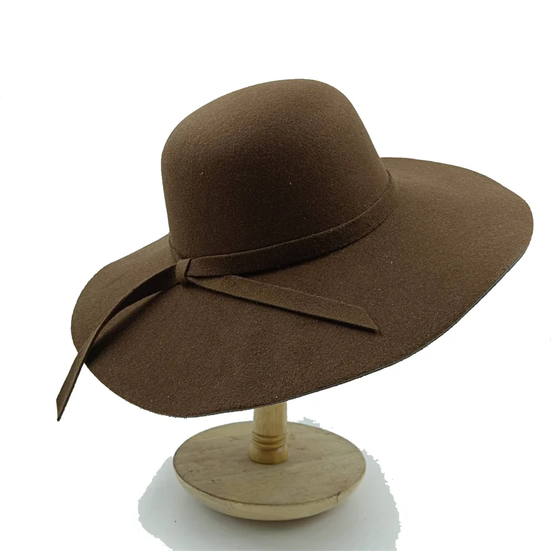 Women Hat  Autumn Winter Vintage Floppy Hat Women Elegant Felt Fedora Hat Wide Brim Sun Cap British Style Fedoras Felt Floppy