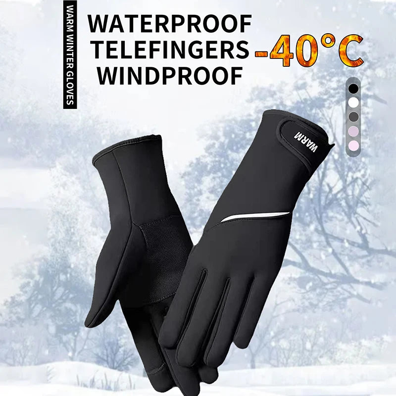 Women Winter Warm Gloves Cold Resistant Flip Touch Screen Windproof Anti‑Slip Adjustable Cuff for Skiing Cycling Outdoor Sports