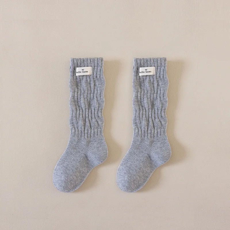 Kids Long Socks For Girls Spring Autumn New Cotton Children's Calf Socks Retro Solid Knee High Baby Child Girl Socks 1-12Years