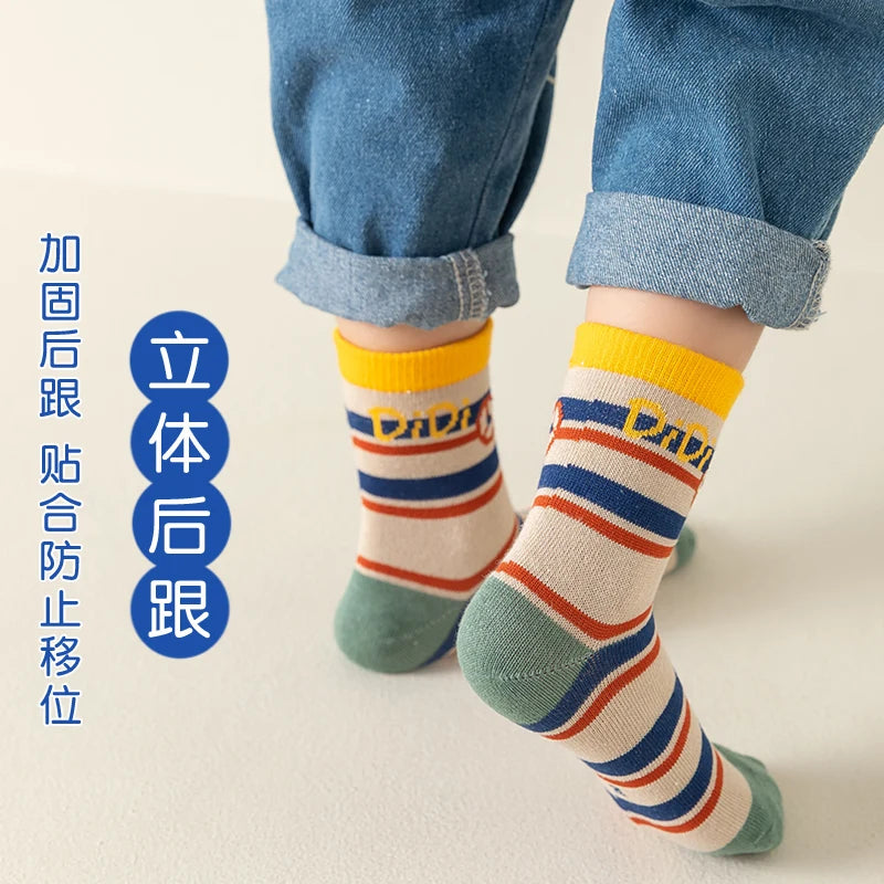 Children's Car Socks Boys Mid-tube Socks Kids Sports Four Season Cotton Socks Skin-friendly 2-12Years old