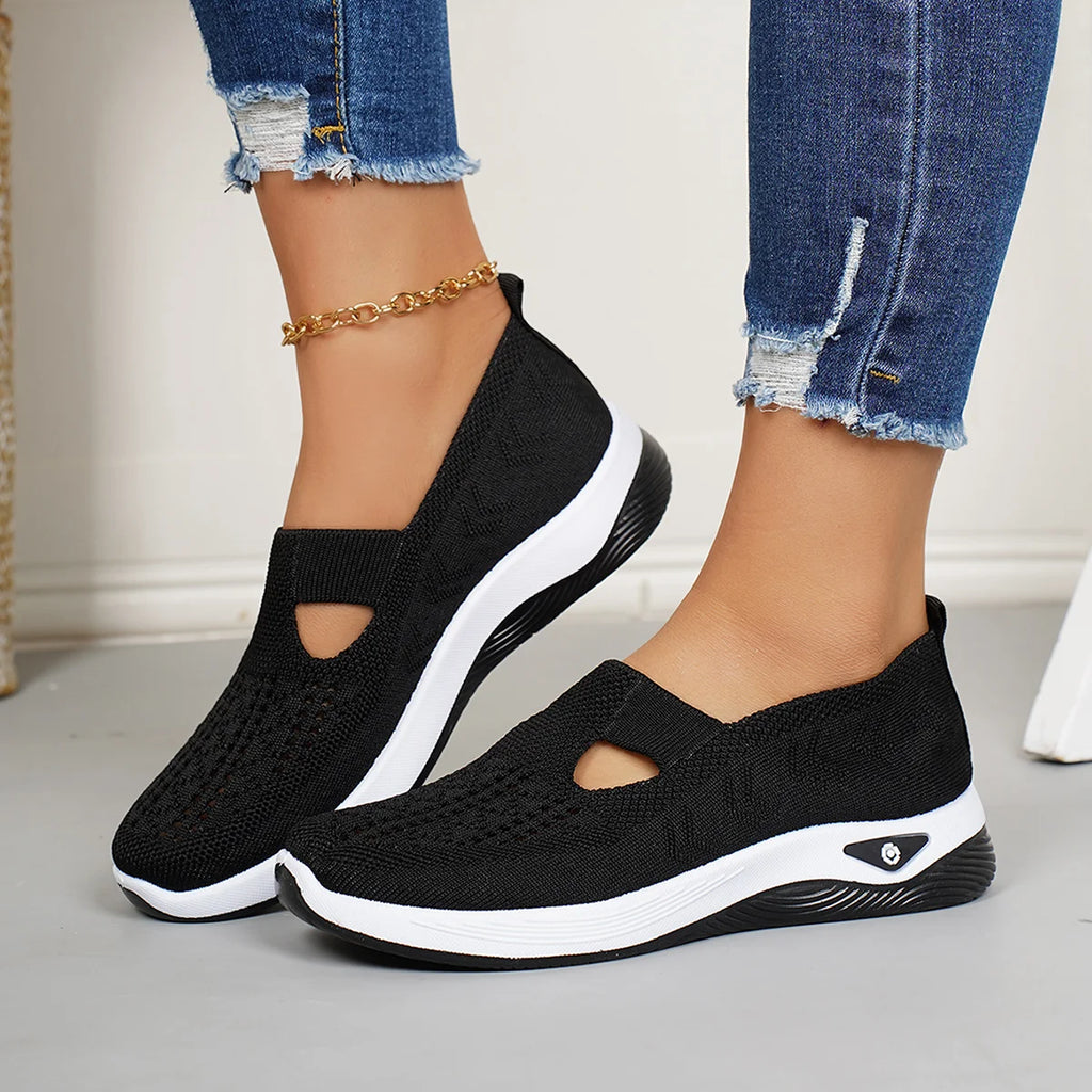Women's athletic shoes, casual breathable slip-on, lightweight outdoor flat shoes, women's footwear, sneakers
