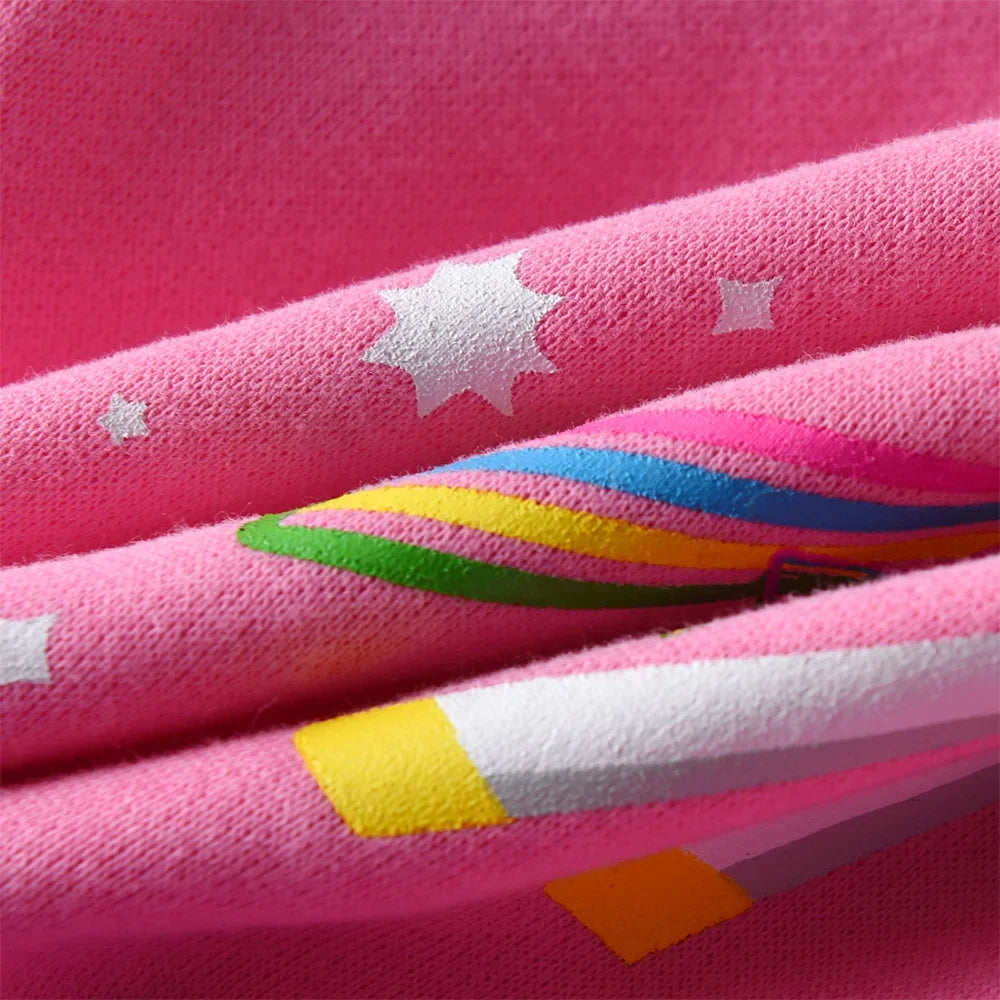 Girls Unicorn Star Rainbow Print Pink Jackets Kids Gradient Button Casual Coat Girls Spring Autumn Baseball Jersey Outerwear