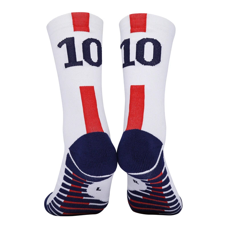 Kids Soccer Socks Number 10# Star 7# Mid-tube Boys Cycling Socks Outdoor Towel Bottom Fashion Men's Sport Football Short Socks