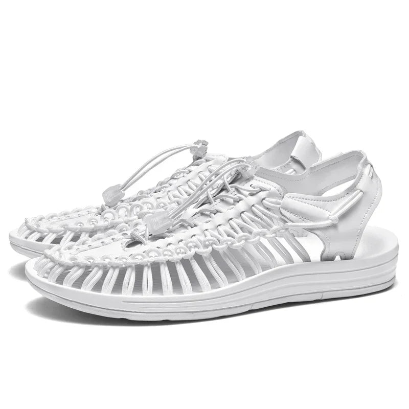 Women Sandals Fashion Handmade Weaving Design Beach Slippers Men Summer Breathable Casual Flat Sandals Outdoor Couples Big Size