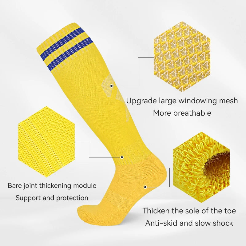 Professional Football Socks for Kids Boys Sports Long Tube Rubber Anti-Slip Man Soccer Thickened Towel Bottom Sweat Absorbing