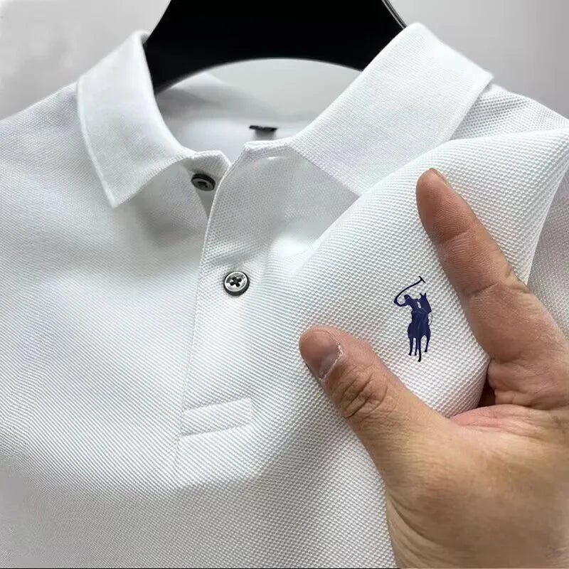 High end brand short sleeve men's polo shirt pony  summer lightweight breathable T-shirt new fashion Paul top men shirts