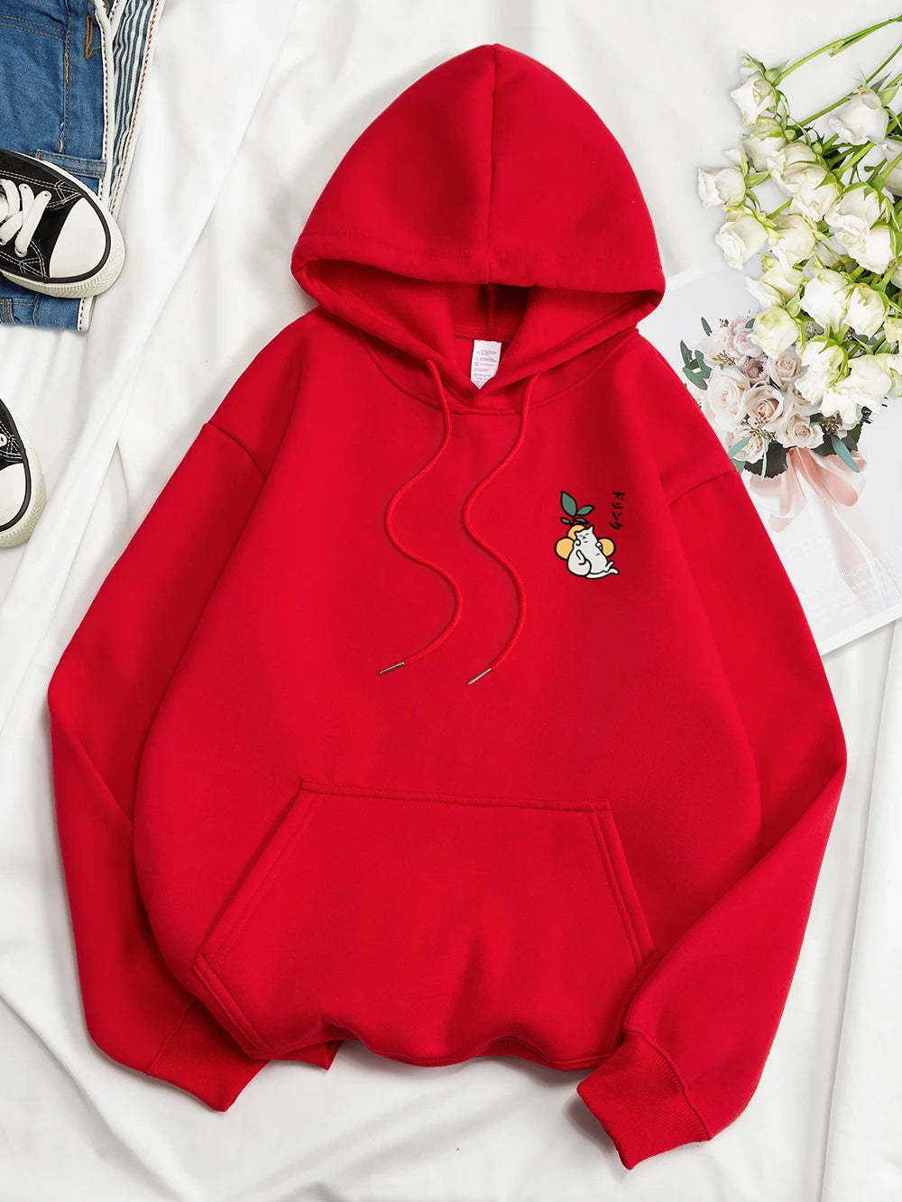 Kawaii Japanese Harajuku Cat Print Hoodie Men Women Fashion Loose Hoody O-Neck Casual New Sweatshirt Pocket Fleece Couple Hoody